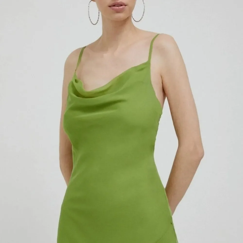 Abercrombie & Fitch Y2K Inspired Green Cowl Neck Slip Maxi Dress X-Small XS NWT